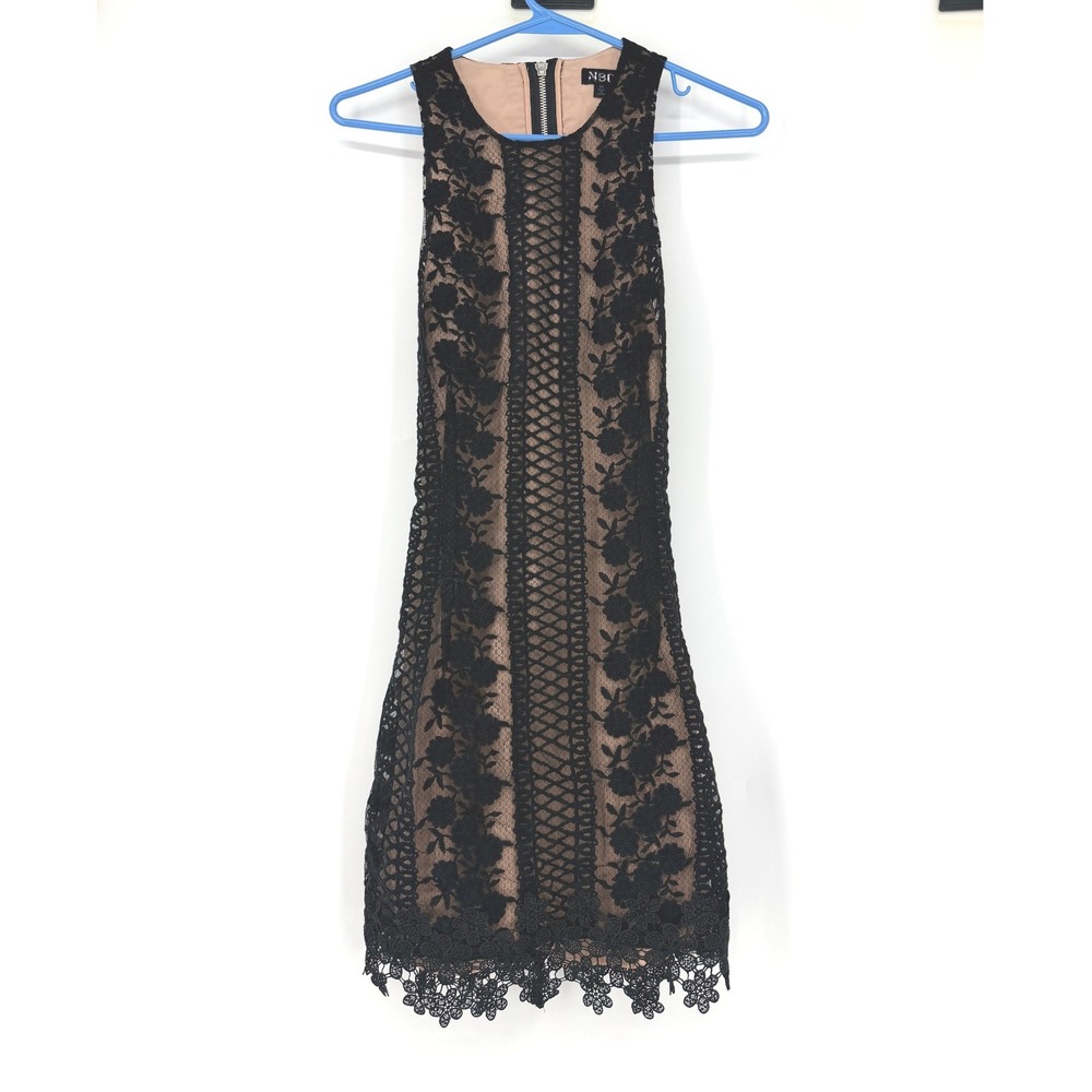 NBD x Revolve Black Brianna Lace Back Cut Out Mini Dress Sleeveless XS